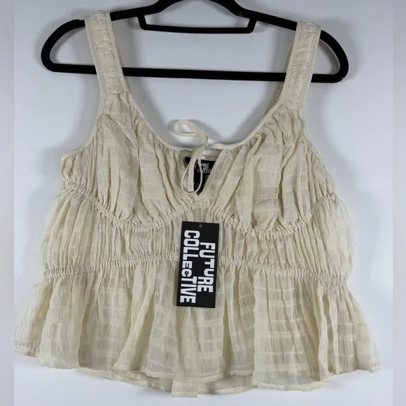 Future Collective Women's Gathered Corset Top - Cream - M - Picture 5 of 10